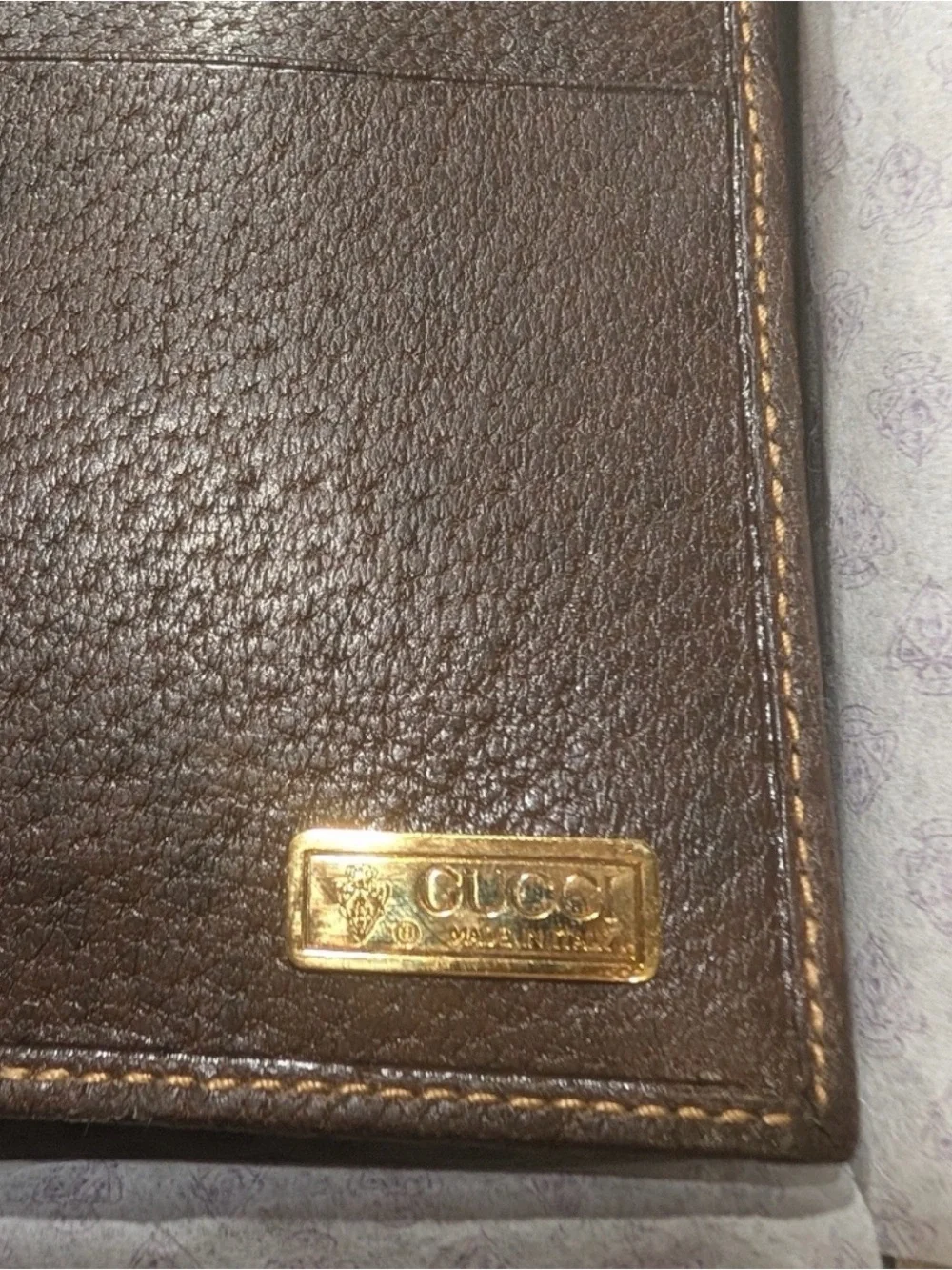 Authentic Vintage Gucci GG Monogram Leather Bifold Wallet – Brown